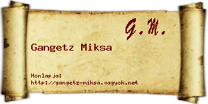 Gangetz Miksa névjegykártya